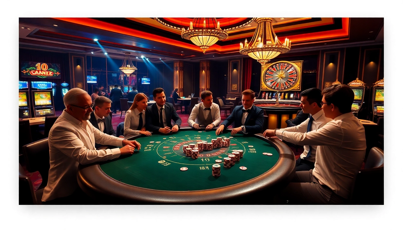 Engaging players enjoying poker at a luxurious casino table on rikvip.