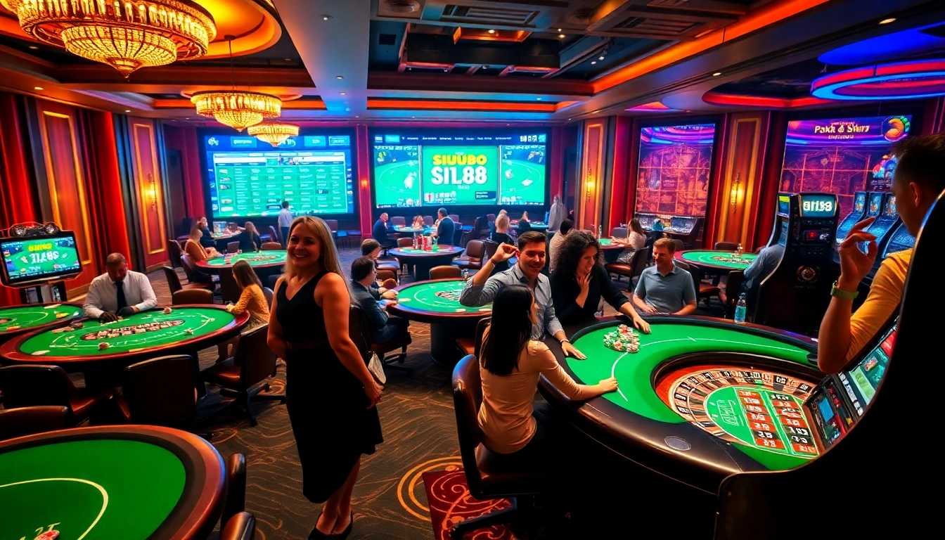 Siu88 players enjoying an exciting casino experience with vibrant tables and winning moments.