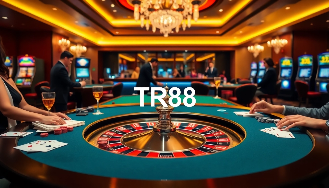 Placing bets at a vibrant casino roulette table with TR88 excitement and elegance.
