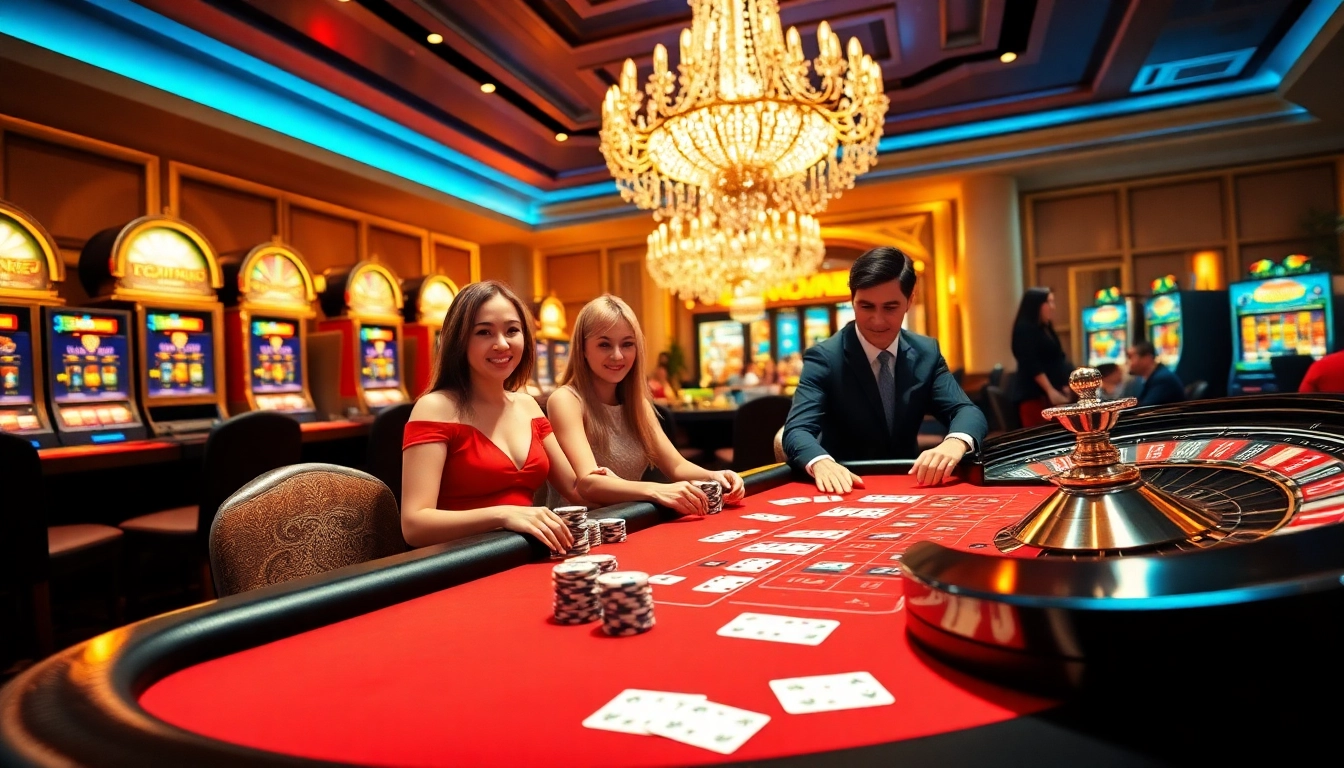 Experience the thrill of gambling at iwin with vibrant poker tables and luxurious casino atmosphere.
