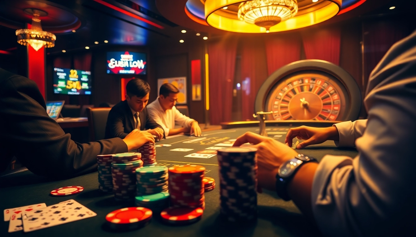 Experience thrilling gameplay at nhà cái lu88.com with vibrant poker chips and cards.