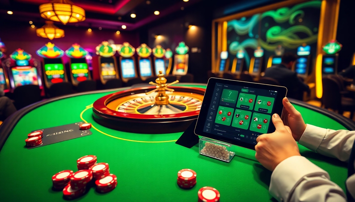 Experience high-stakes poker at the xx88 casino table with vibrant chips and a roulette wheel.