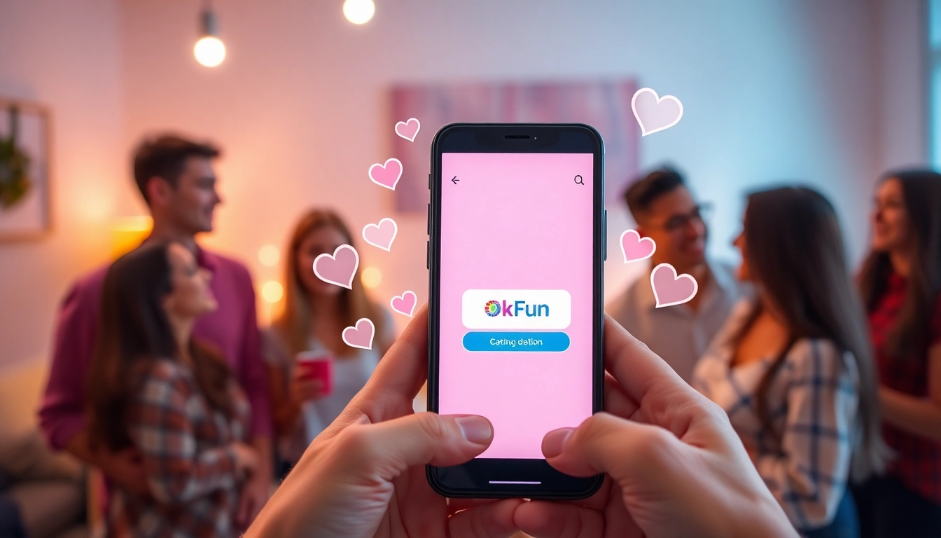 Engaging interface of the OkFun dating app, showcasing diverse couples and singles connecting via https://okfun.uk.net/.