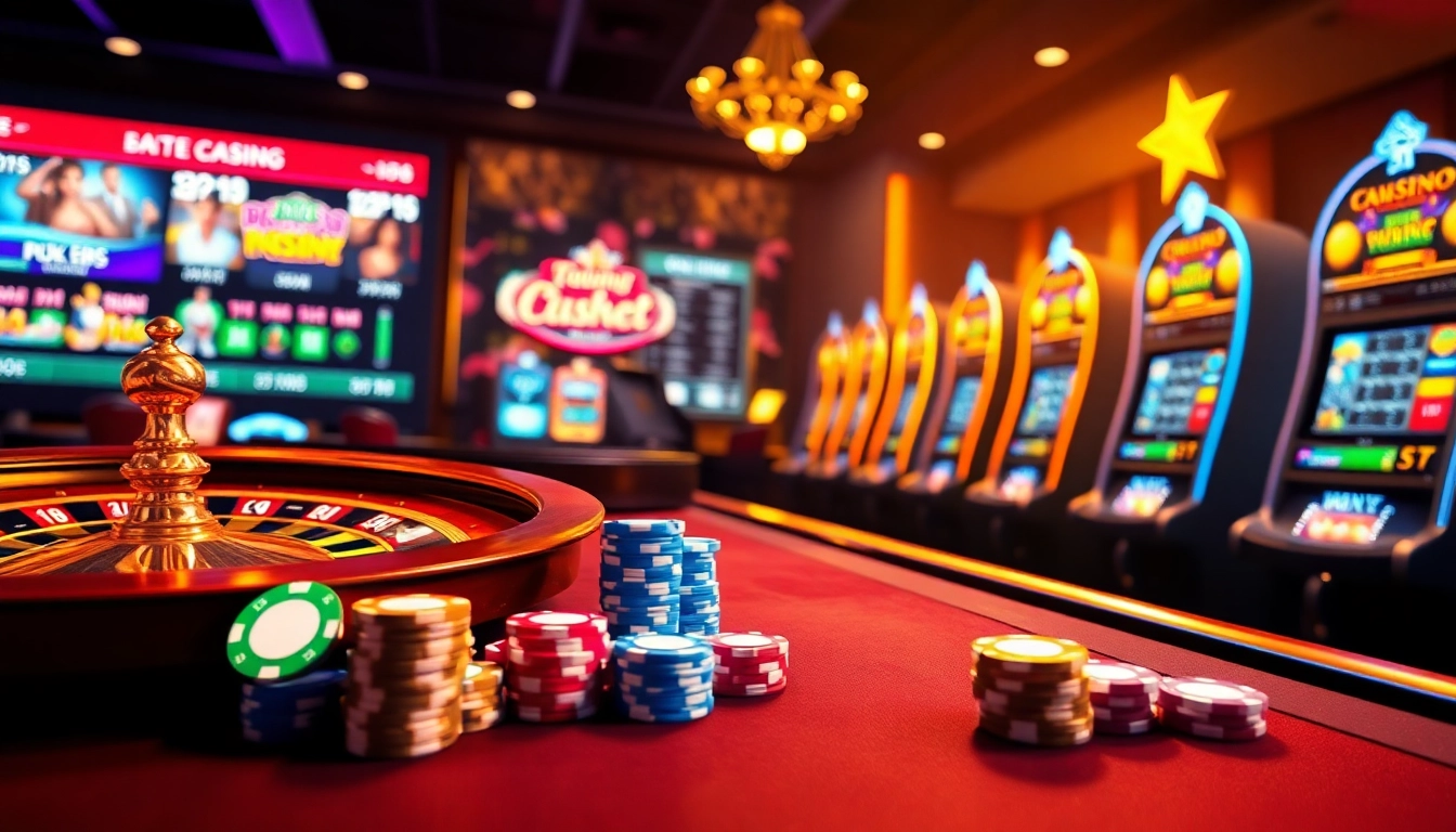 Experience online gaming thrills at https://kuwin1.club/ with vibrant poker chips and roulette.