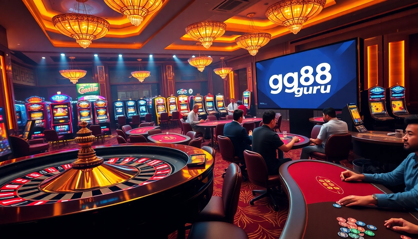 Experience the excitement of gambling with gg88 guru's vibrant casino atmosphere featuring roulette, poker, and slots.