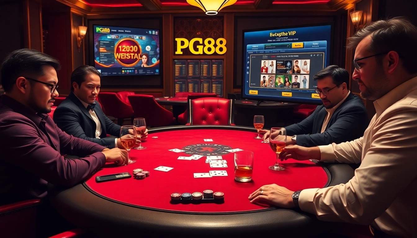 Experience the excitement of PG88 VIP with a luxurious poker table and vibrant casino elements.