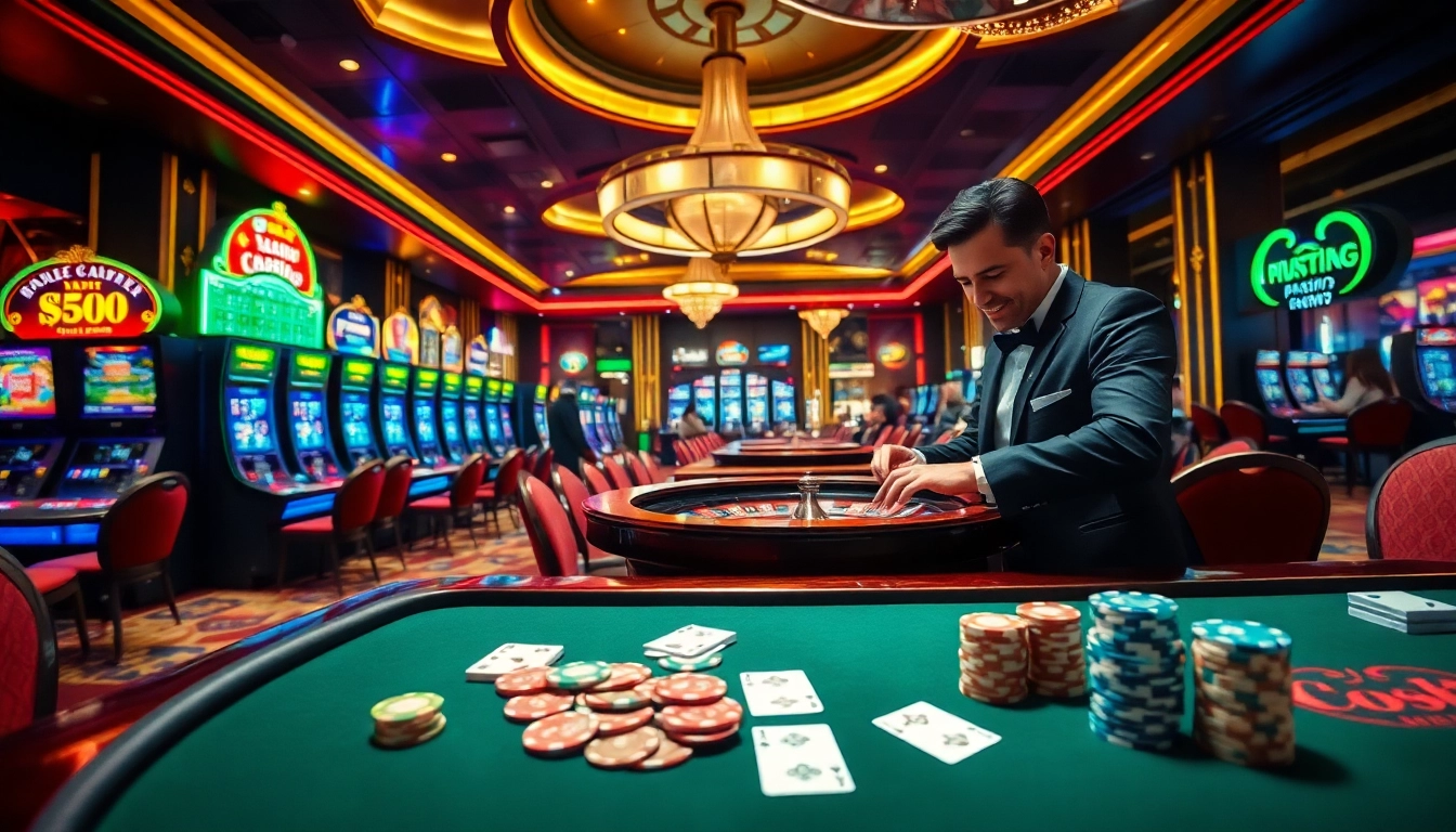 Engage with fly88 at a high-stakes casino table featuring roulette and poker.