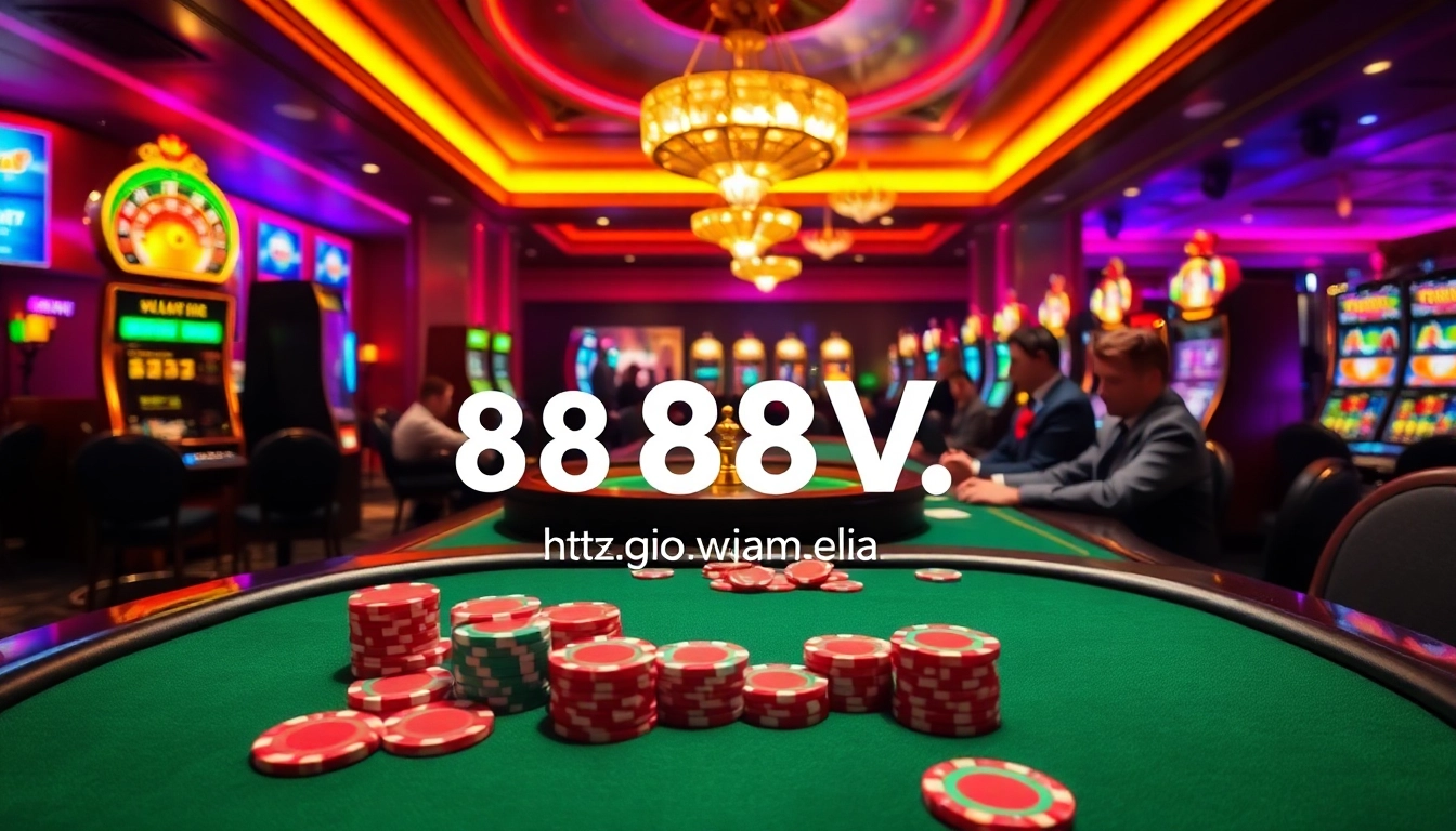 Experience high stakes gaming at https://88vv.media/ with vibrant poker chips and roulette wheels.