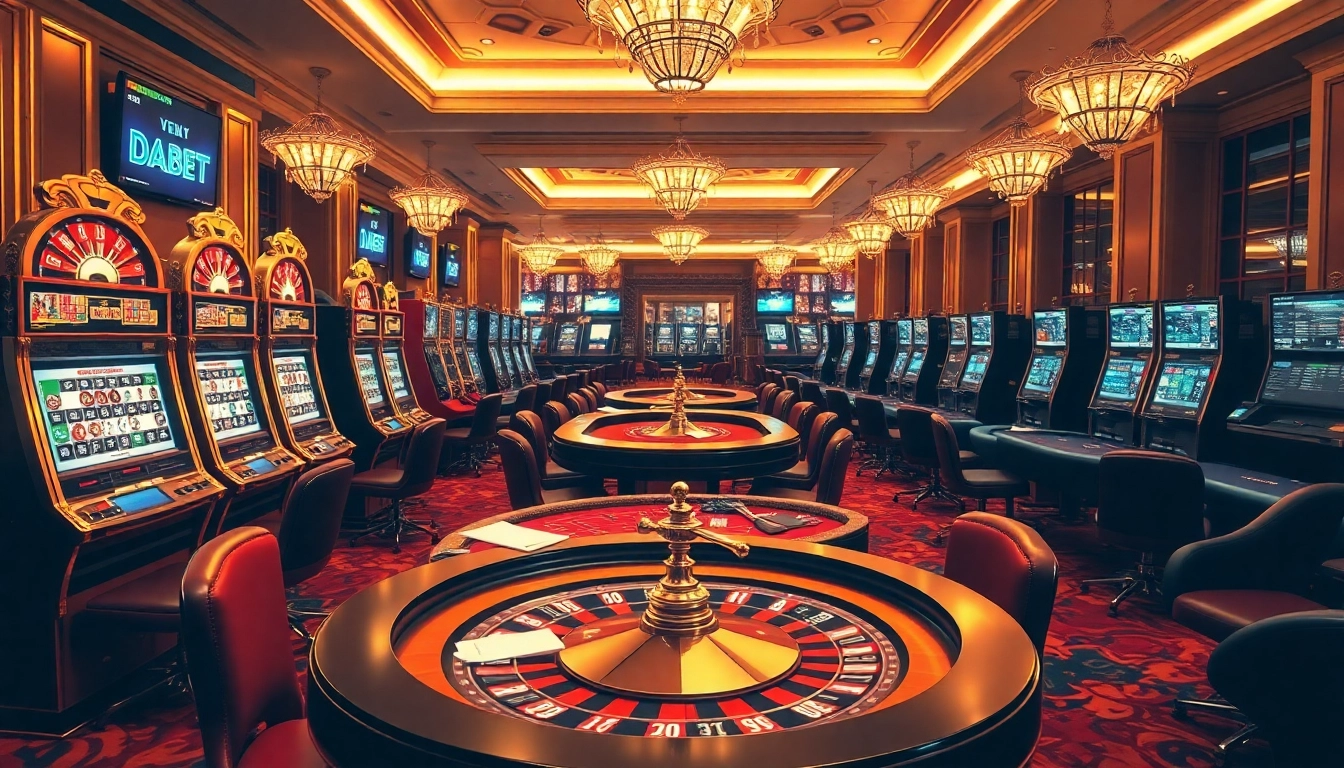DABET offers an engaging online gambling experience with vibrant casino visuals.