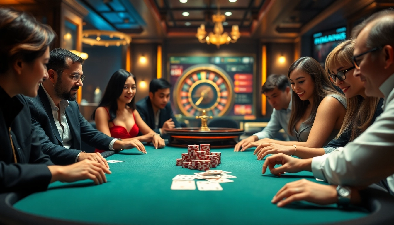 Players strategizing at a poker table with a luxurious atmosphere inspired by https://rr88.navy/.