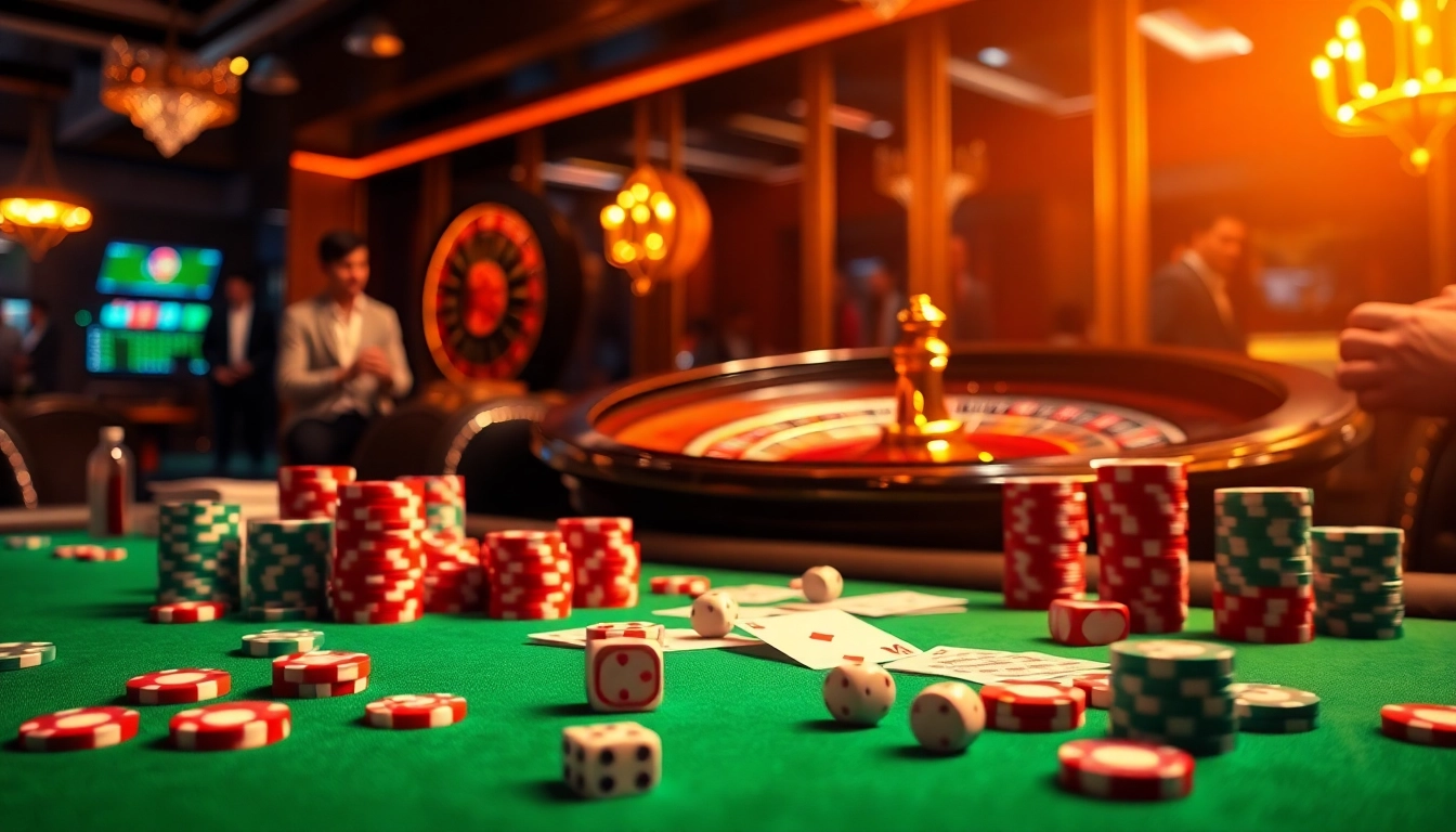 Experience the thrill of new88bet with an immersive casino gaming scene featuring poker and roulette.