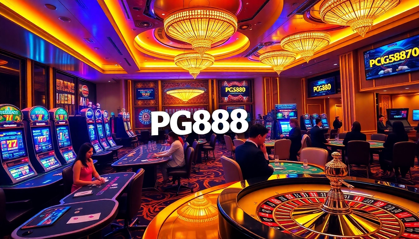 Experience the excitement of PG88 with dynamic casino tables and vibrant slot machines.