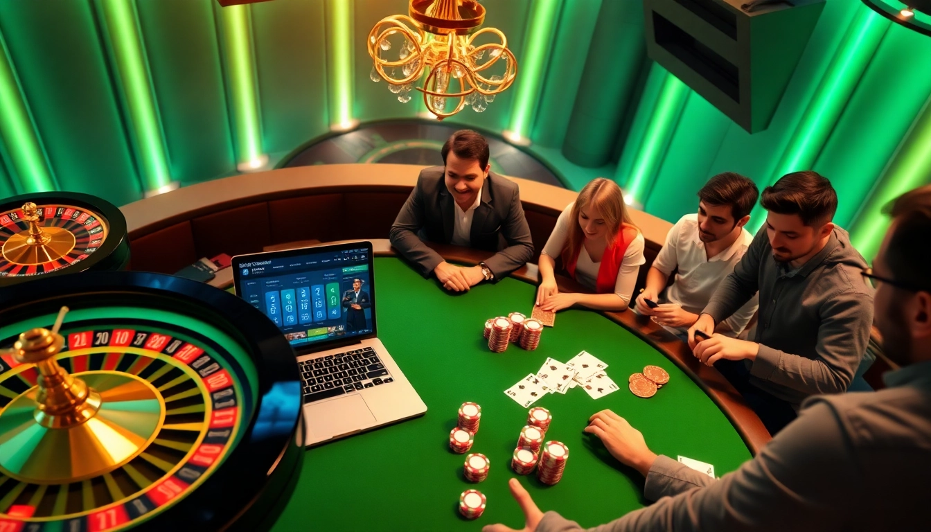 Players engaging with the app okfun while enjoying high-stakes gaming in a vibrant casino setting.