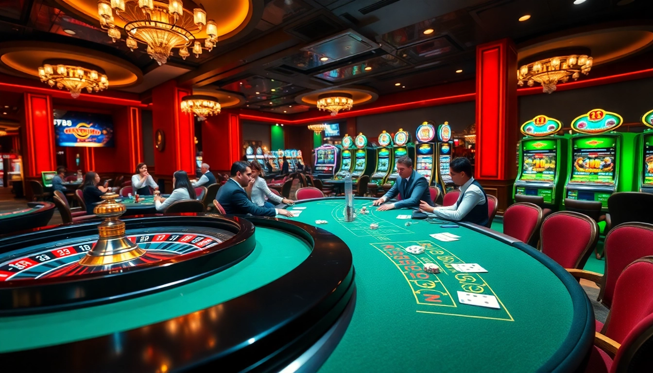 High-stakes players engage in professional gambling at a luxurious casino with g88-themed gaming elements.