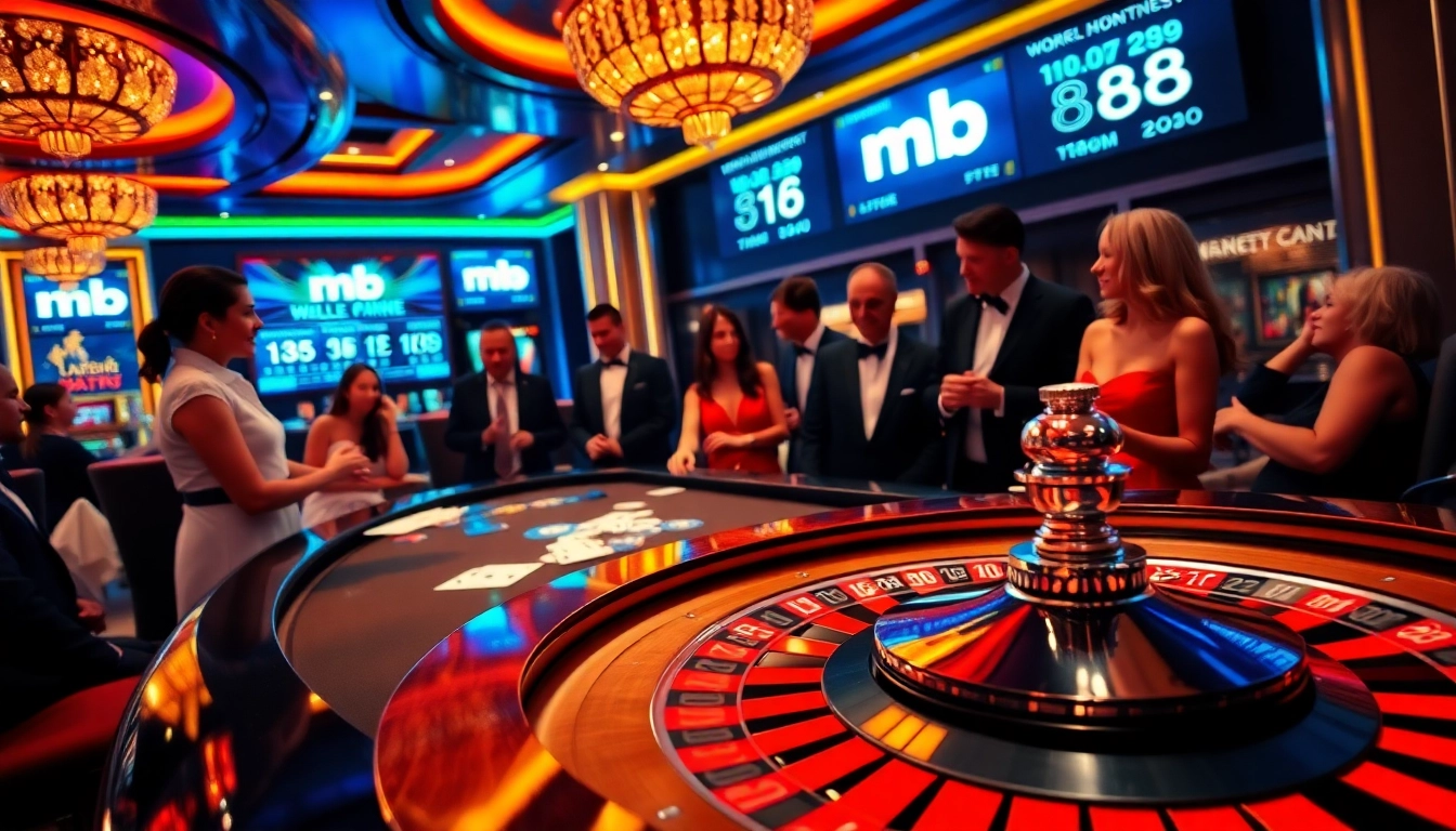Experience a thrilling mb 88 roulette game with chips and cards in an elegant casino atmosphere.