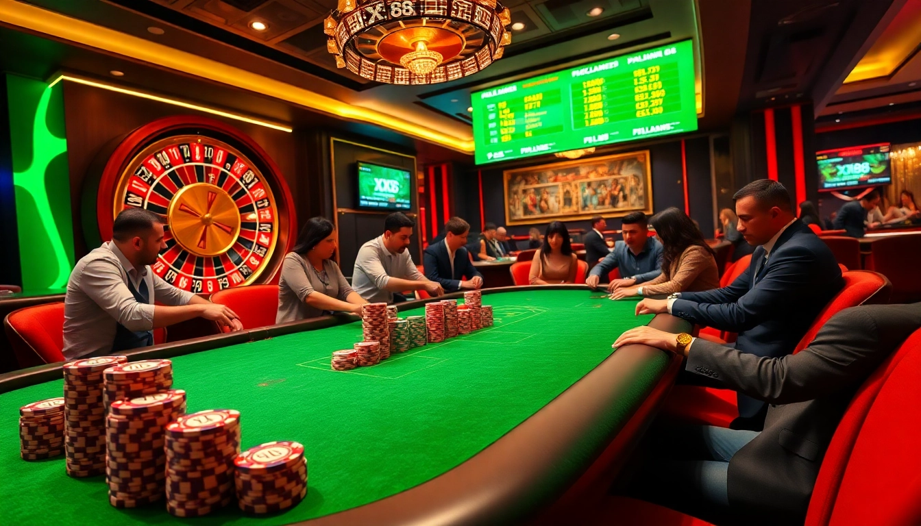 Experience the thrill of XX88 at a luxurious casino table with excited players.