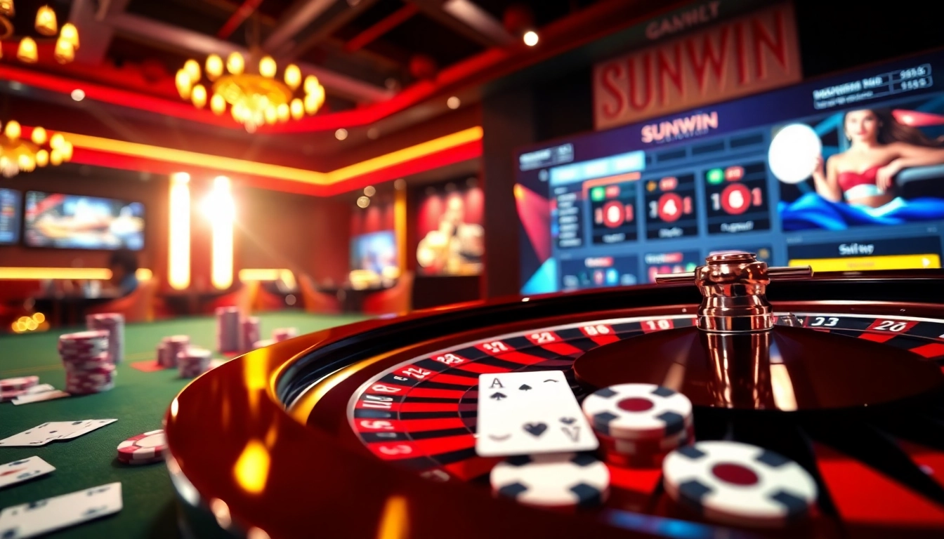 Experience thrilling betting at https://sunwin2.co/ with a luxurious casino atmosphere featuring roulette and poker chips.