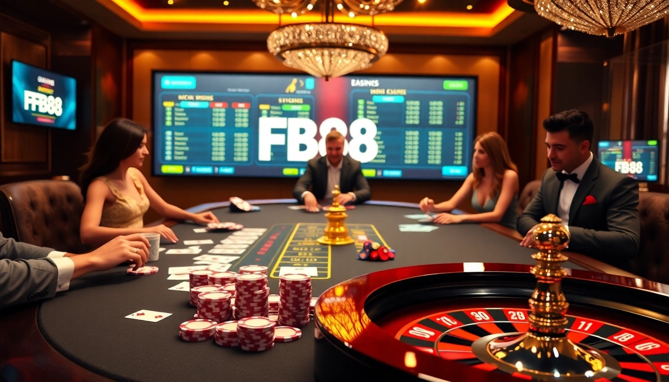 Experience excitement at FB88 with elegant casino tables and vibrant gameplay.