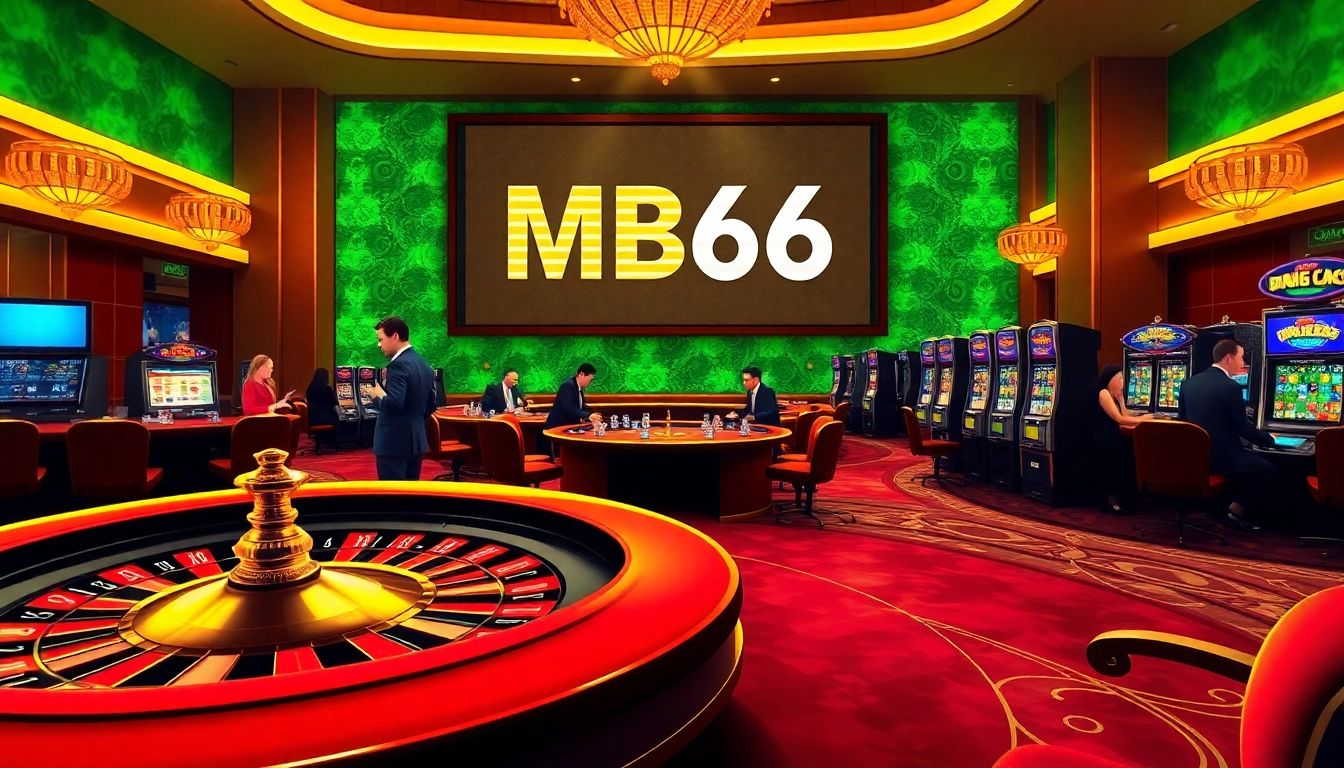 Experience thrilling gameplay at MB66 Casino with luxurious tables and vibrant poker chips.