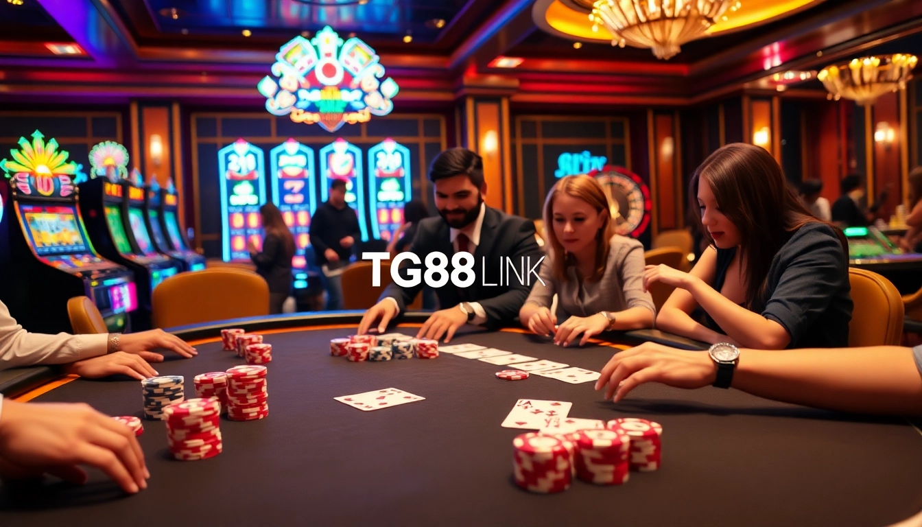 Experience thrilling betting action with the Tg88 Link on a vibrant casino floor filled with games.