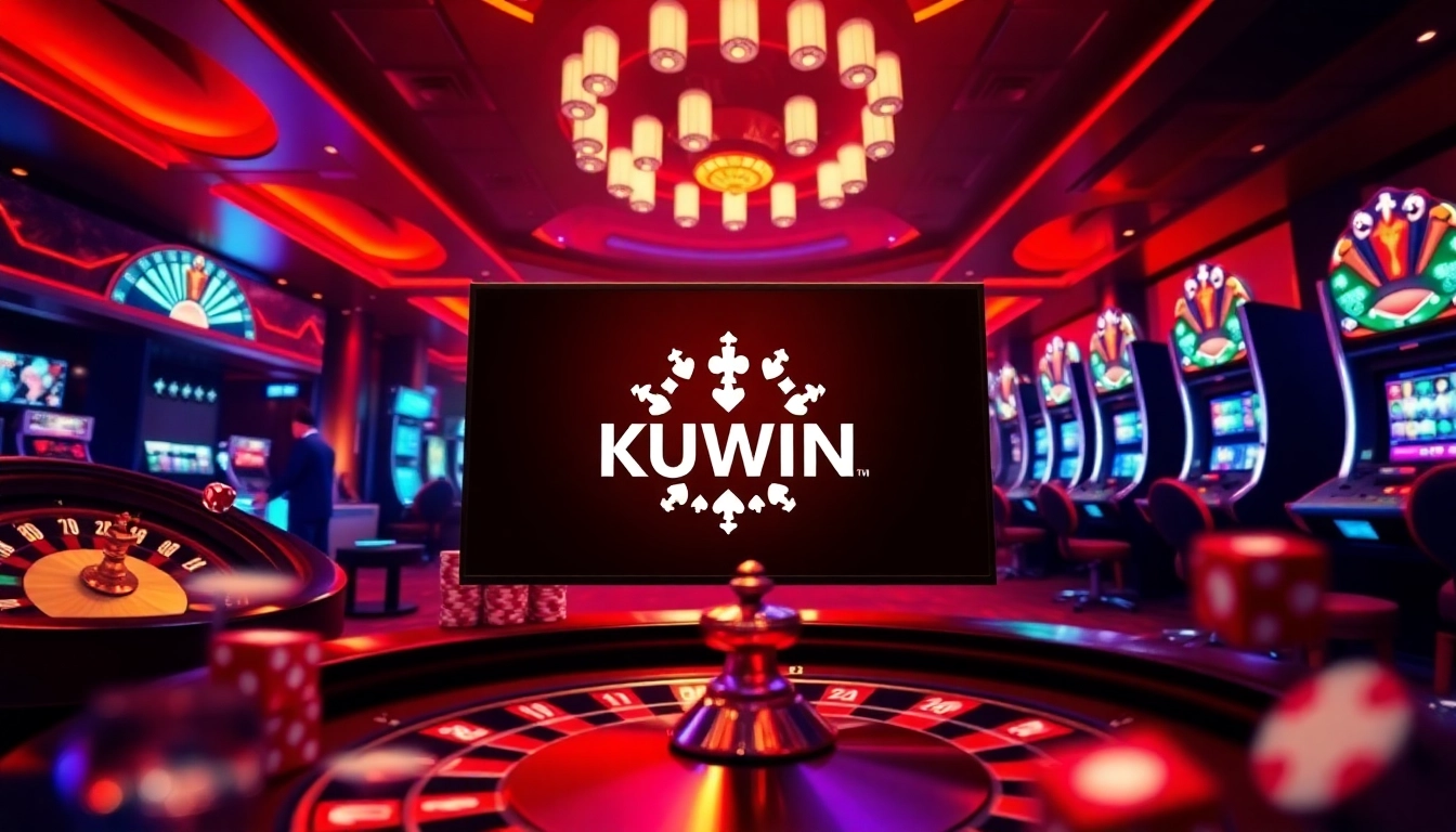 Experience thrilling gambling action with KUWIN's exciting gaming interface featuring vibrant casino elements.