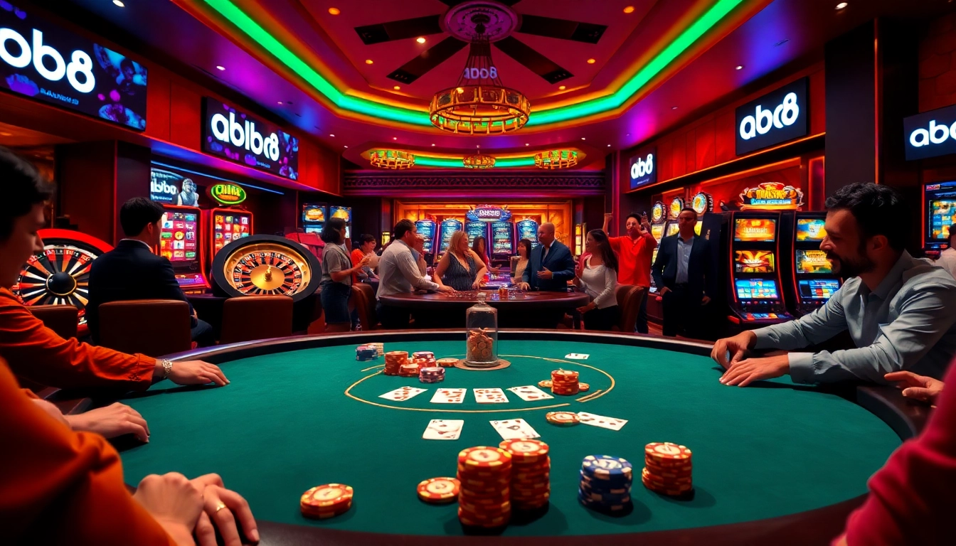 Players enjoying a thrilling game at abc8 casino with vibrant tables and exciting atmosphere.