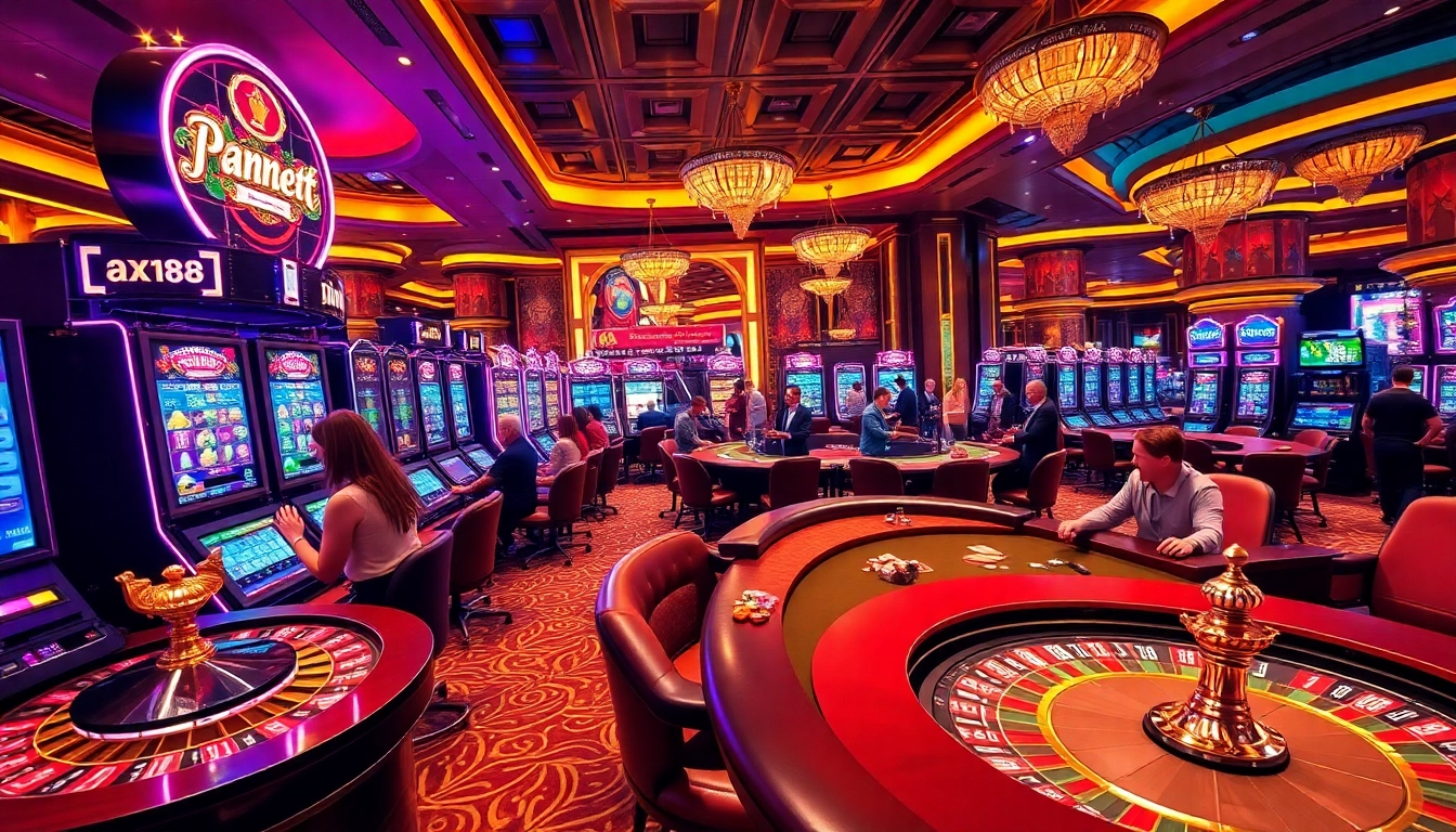 Experience the excitement of gambling at XX88 with vibrant tables, slot machines, and poker chips.