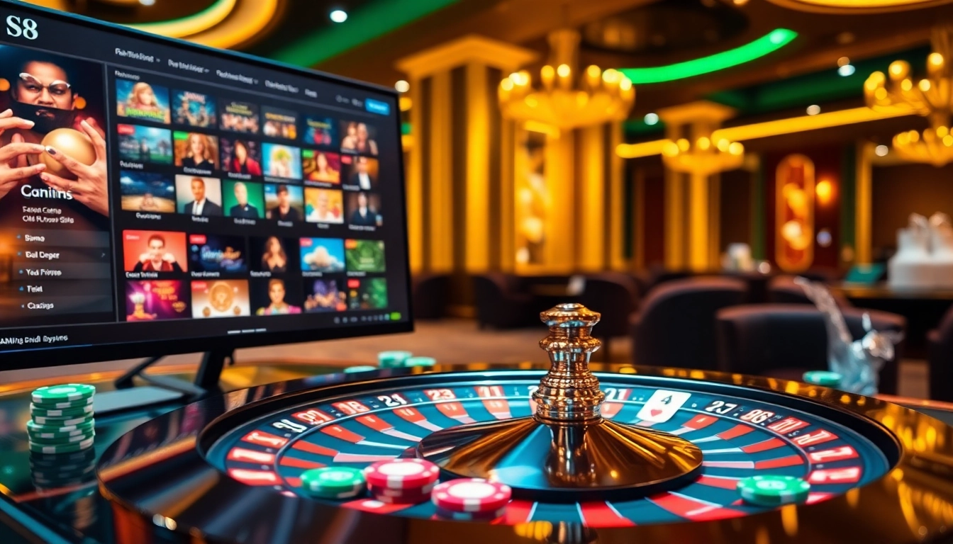 S8 gaming experience highlighted by elegant roulette wheel and vibrant poker chips