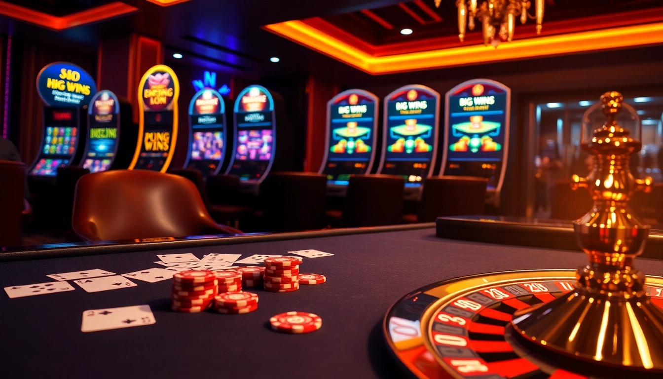 Experience the excitement of nh88 with players at a luxurious casino table surrounded by vibrant games.