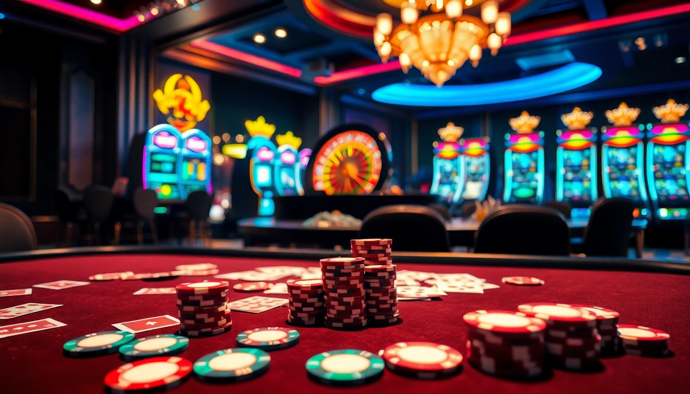 Engaged players at a RIKVIP poker table, showcasing thrilling gameplay with vibrant chips and cards.