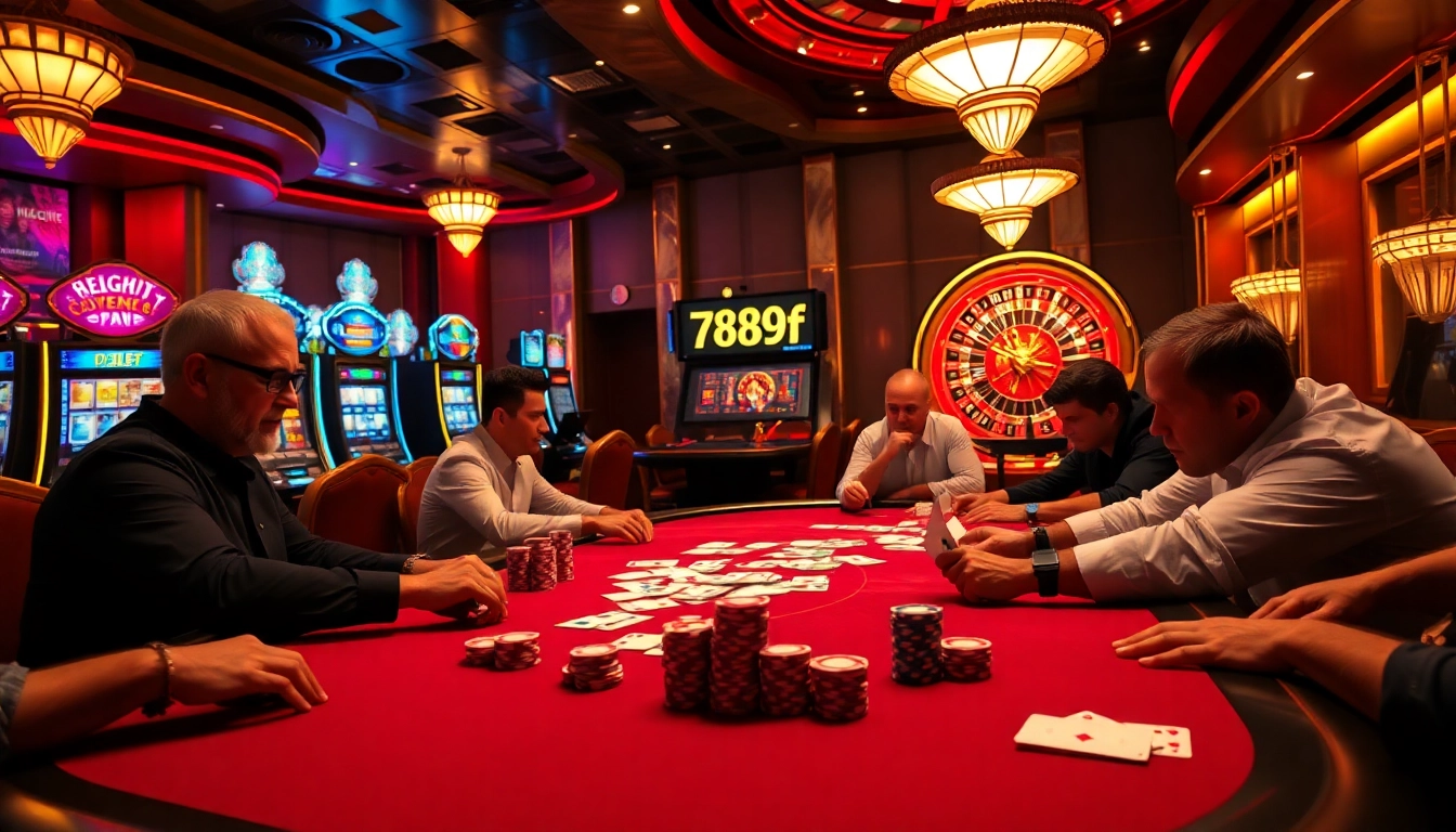 Experience the thrill of 789f poker with vibrant action at a casino table.