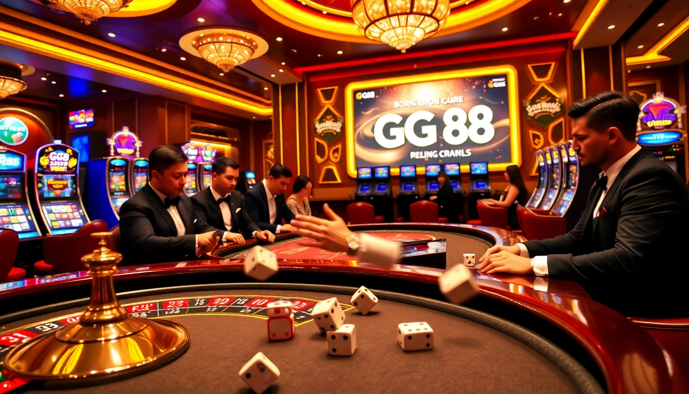 Engaging GG 88 gaming scene showcasing luxury poker and vibrant slot action.