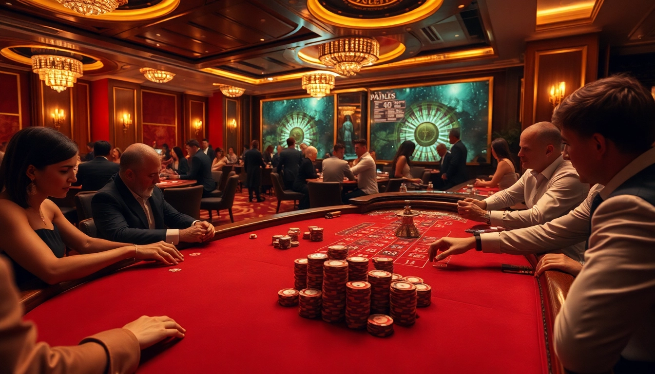 Players engaging in high-stakes poker featuring TPJ branding, encapsulating the thrill of casino gambling.