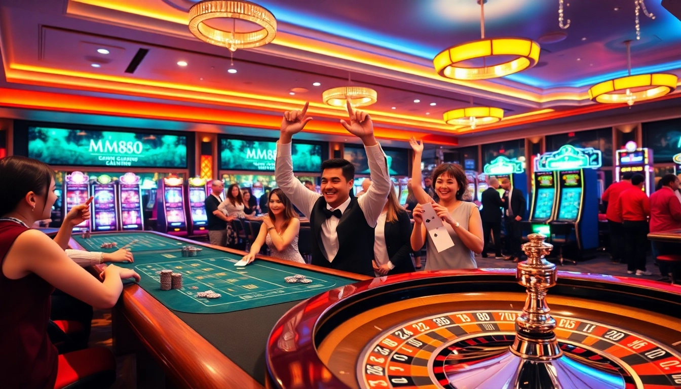 Experience the excitement of betting at MM88 with vibrant casino games and joyful players.