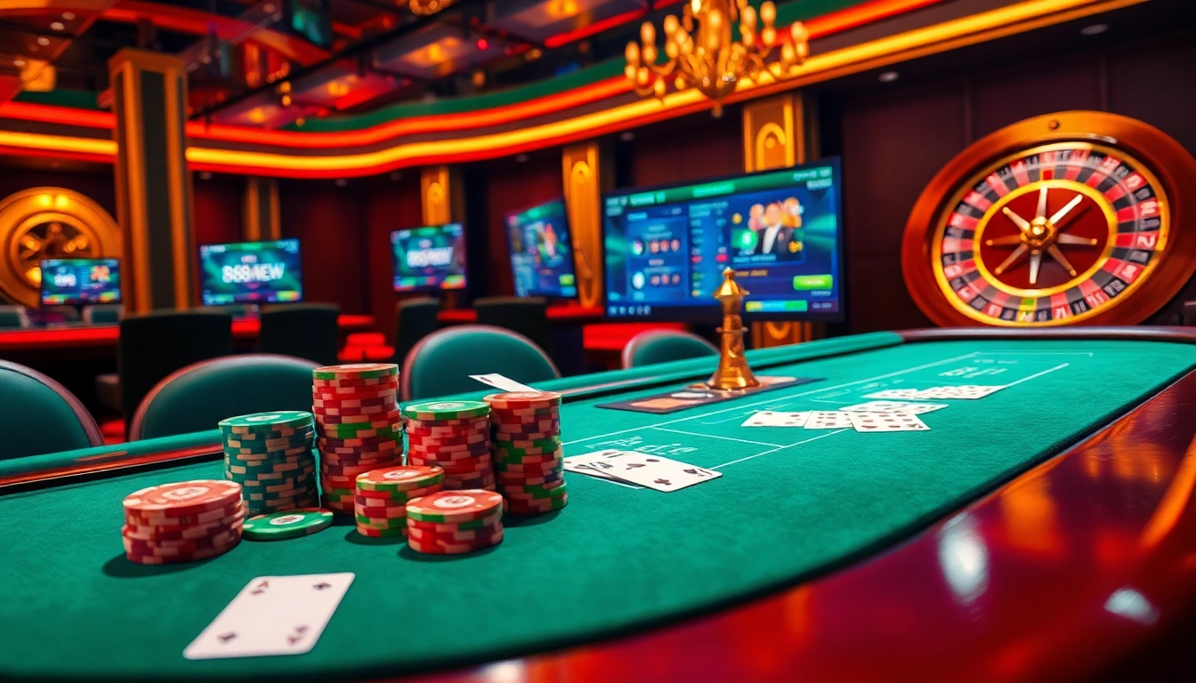 Experience the excitement of 888new with vibrant casino elements including poker chips, cards, and a roulette wheel.