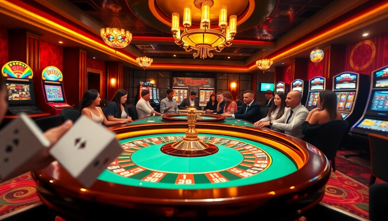 Experience the excitement of LUCKYWIN at a luxurious poker table filled with lively players.