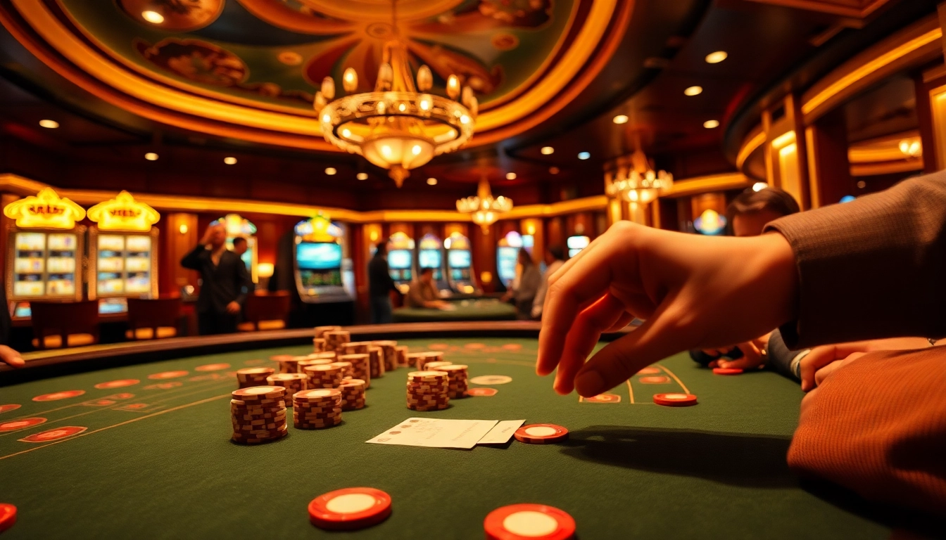 Engaging scene of a casino featuring 5z777-focused poker strategies and thrilling gameplay.