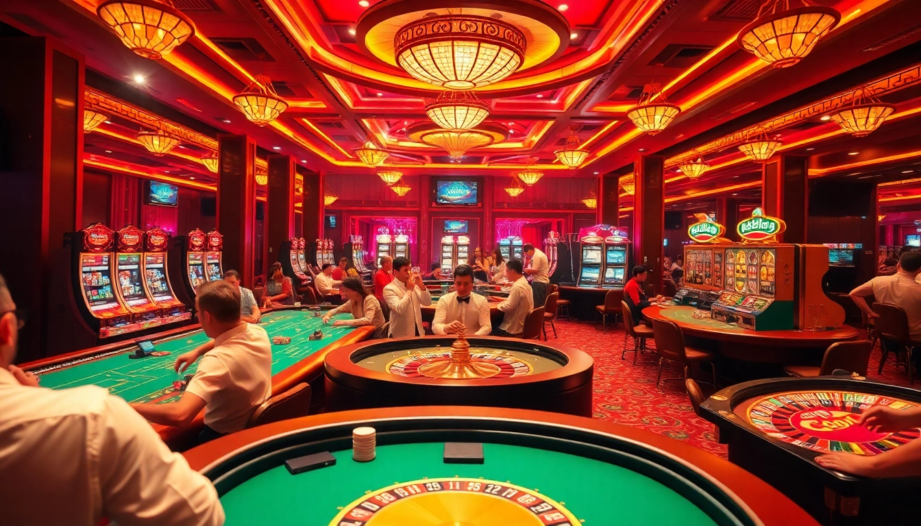 Experience the thrill of winning at hello88 casino with vibrant gaming tables and excited players.
