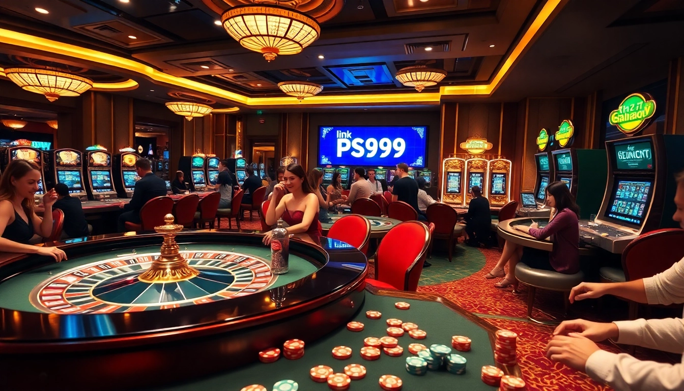 Experience the excitement of gaming with link PS99 at a vibrant casino featuring roulette and slots.