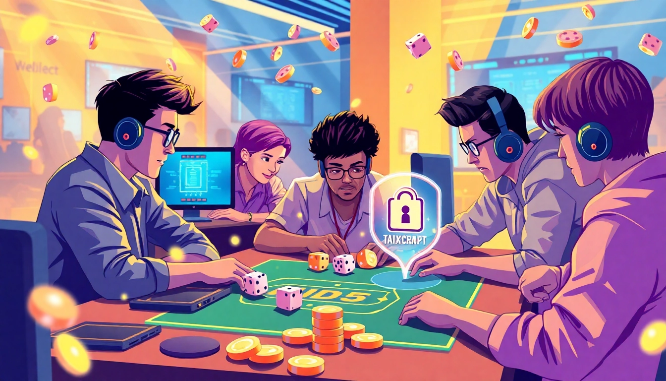 Engaged players in a vibrant Taixiumd5 online gaming setting with dynamic lighting.