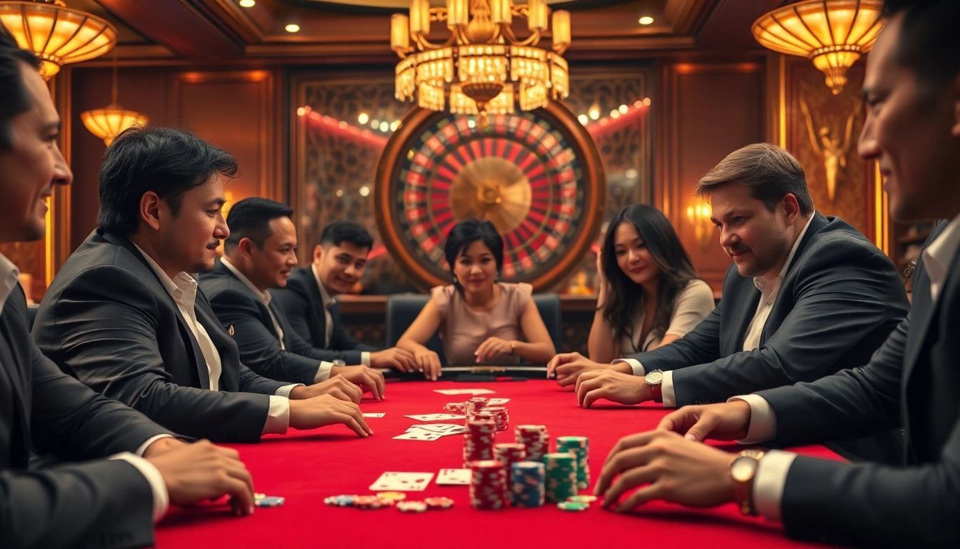 Experience the excitement of high-stakes poker at S8 casino tables filled with vibrant chips and cards.