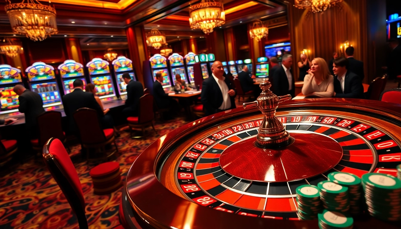 Experience the luxury of gambling at ffgg88.com with an exciting casino scene featuring roulette and cards.