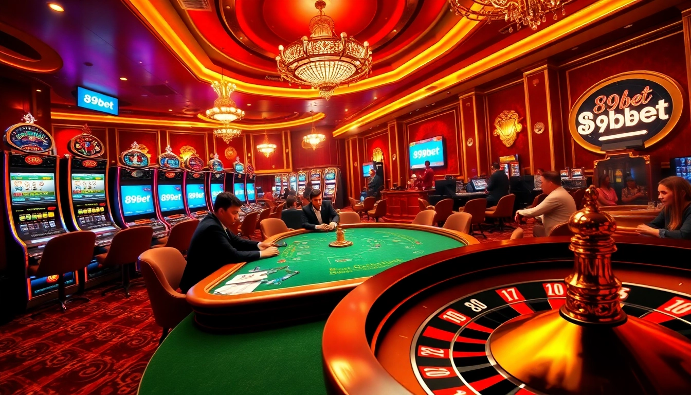 Experience the excitement of 89bet with players engaged at a luxurious casino table filled with action.