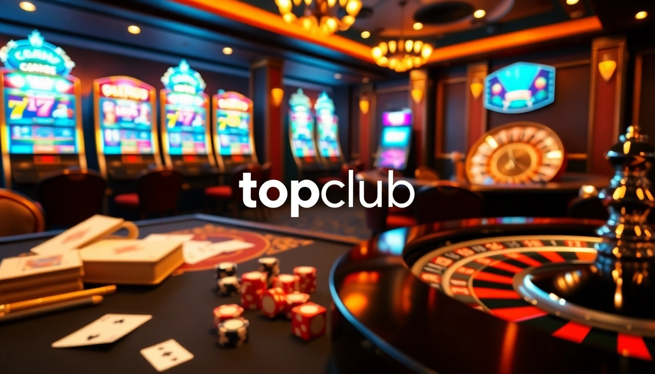 Experience thrilling gameplay at topclub with vibrant casino tables and slot machines.
