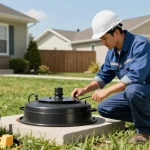 Reliable septic service provider inspecting system, licensed professional ensuring quality local service.